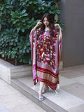 Maroon Color Digital Printed Pure Gaji Silk Kaftan - women's fashion mart