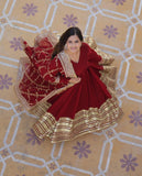 Maroon Faux Georgette Zari Sequins Worked Designer Gown - women's fashion mart