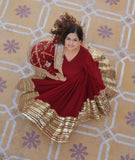 Maroon Faux Georgette Zari Sequins Worked Gown -Gowns XS women's fashion mart
