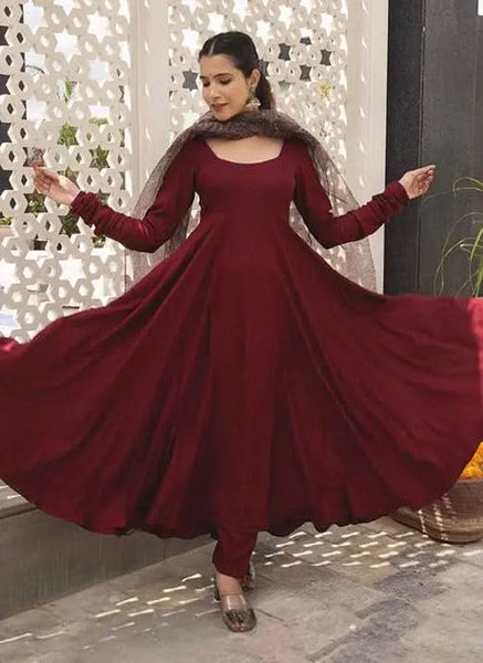 Maroon Georgette Raksha Bandhan Special Anarkali Dress - women's fashion mart