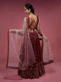 Maroon Georgette Sequins Worked Lehenga Choli Set - women's fashion mart