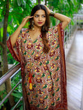 Maroon Color Bandhani Printed Pure Gaji Silk Kaftan -kaftan kurta Default Title women's fashion mart