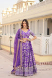 Marvelious Viscous Jacquard Sequins Embroidered Lehenga Choli Set - women's fashion mart