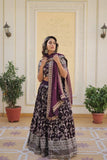 Marvelious Viscous Jacquard Sequins Embroidered Lehenga Choli Set - women's fashion mart