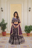 Marvelious Viscous Jacquard Sequins Embroidered Lehenga Choli Set - women's fashion mart