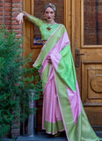 Classic Mauve-Mint Green Handloom Silk Trendy Saree - women's fashion mart