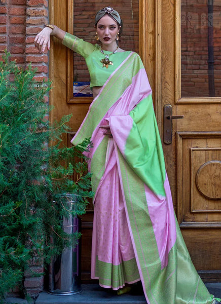Classic Mauve-Mint Green Handloom Silk Trendy Saree - women's fashion mart