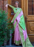 Classic Mauve-Mint Green Handloom Silk Trendy Saree -Saree Unstitched women's fashion mart