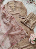 Mauve Cotton Silk Pant Style Suit with Printed Dupatta -Salwar Kameez Semi Stitched women's fashion mart