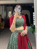 Mehendi Green Gota Patti Lace Border Worked Navratri Lehenga Choli Set - women's fashion mart