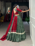 Mehendi Green Gota Patti Lace Border Worked Navratri Lehenga Choli Set - women's fashion mart