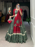 Mehendi Green Gota Patti Lace Border Worked Navratri Lehenga Choli Set - women's fashion mart