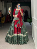 Mehendi Green Gota Patti Lace Border Worked Navratri Lehenga Choli Set - women's fashion mart