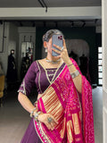 Purple Color Lace Touch Up Silk Georgette Chaniya Choli