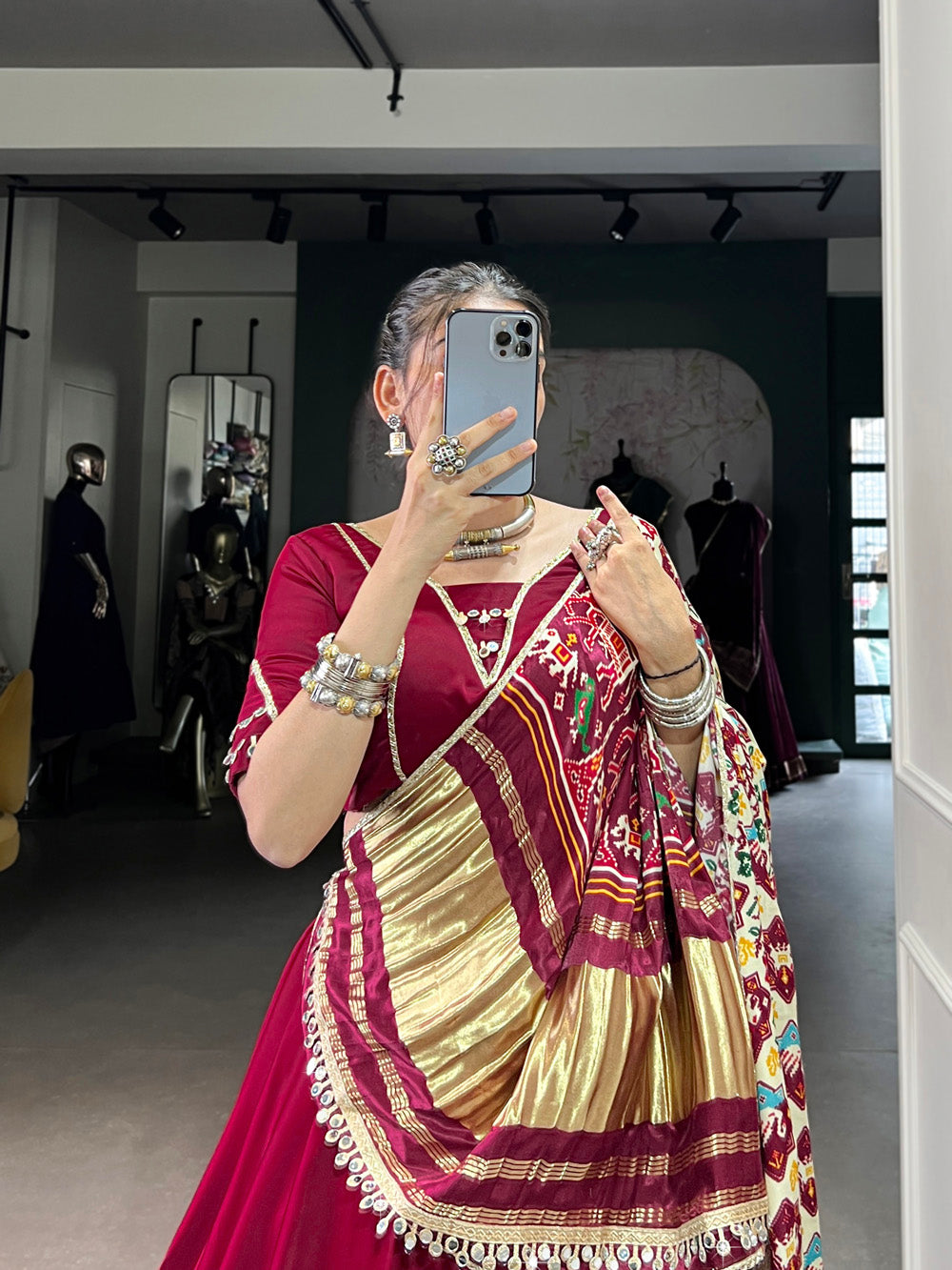 Maroon Color Lace Touch Up Silk Georgette Chaniya Choli
