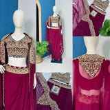 Indo western pattern plazzo with shrug suit -Designer Suit Purple women's fashion mart