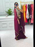 Indo western pattern plazzo with shrug suit -Designer Suit Purple women's fashion mart