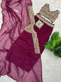 Indo western pattern plazzo with shrug suit -Designer Suit Purple women's fashion mart