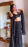 Black colour fully sequence work lehenga choli -Lehenga Choli Black women's fashion mart