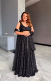 Black colour fully sequence work lehenga choli -Lehenga Choli Black women's fashion mart