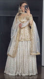 white with zari embroidery work lehenga choli -Lehenga Choli M(38) / White women's fashion mart