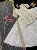 white with zari embroidery work lehenga choli -Lehenga Choli M(38) / White women's fashion mart