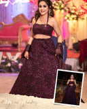 Wine colour sequence work lehenga choli -Lehenga Choli Purple women's fashion mart