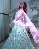 Thread embroidery sequence work lehenga choli -Lehenga Choli Blue women's fashion mart