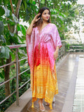 Multi Color Digital Bandhej Print Pure Gaji Silk Kaftan - women's fashion mart