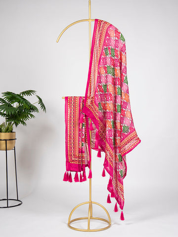 Multi Color Sequins And Thread Embroidery Work Pure Chiffon Silk Dupatta