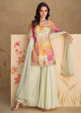 Multicolored Floral Festival Wear Designer Top Palazzo Suit - women's fashion mart
