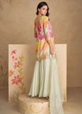 Multicolored Floral Festival Wear Designer Top Palazzo Suit - women's fashion mart