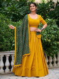 Mustard Color Plain With Gota Patti Cotton Lehenga Choli -traditional chaniya choli Unstitched / Semi-Stitched women's fashion mart