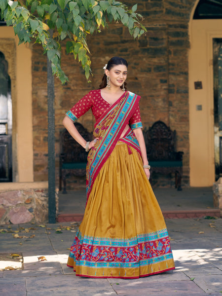 Mustard Color Printed Lehenga Choli