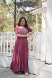 Mustard Yellow Anarkali Dress with Intricate Embroidery - women's fashion mart