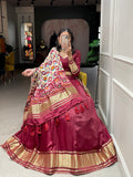 Maroon Color Dyeing With Lagdi Patta Gaji Silk Lehenga Choli - women's fashion mart