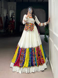 White Color Mult Patch With Lace Touch Up Rayon Chaniya Choli