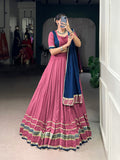 Dusty Pink Color Lace Touch Up Rayon Chaniya Choli
