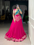 Pink Color Sequince Lace Touch Up Rayon Lehenga Choli