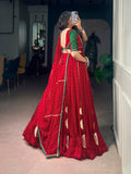 Durga Pooja Wear Red Lehenga Choli