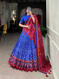 Navratri Wear Tussar Silk Leheriya Printed Lehenga Choli Set - women's fashion mart