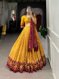 Navratri Wear Tussar Silk Leheriya Printed Lehenga Choli Set - women's fashion mart