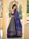 Navy Blue Color Ikkat Print With Foil Work Tussar Silk Lehenga Choli - women's fashion mart