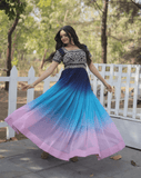Navy Blue Color Shaded Gown With Zari Work - women's fashion mart