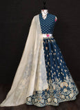 Navy Blue Silk Base Lehenga Choli -Lehenga Choli Semi Stitched women's fashion mart