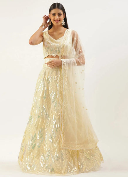 Brilliant Embroidered Classic Yellow Lehenga Choli - women's fashion mart