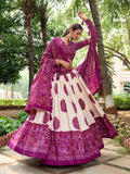 Wine Color Bandhej Printed Tussar Silk Lehenga Choli - women's fashion mart