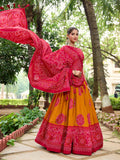 Mustard Color Bandhej Printed Tussar Silk Women Wear Lehenga Choli - women's fashion mart