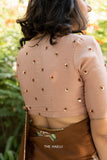 Noori Beige Hand - Embroidered Silk Blouse - women's fashion mart