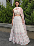Off-White printed Georgette flared lehenga choli - women's fashion mart
